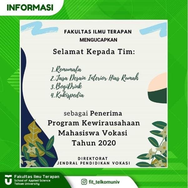 Penerima Program Kewirausahaan Mahasiswa Vokasi Tahun 2020